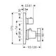 AXOR Thermostat-Unterputz mit Ab- und Umstellventil, Kreuzgriff. Technische Darstellung mit maßlichen Angaben für die Installation.